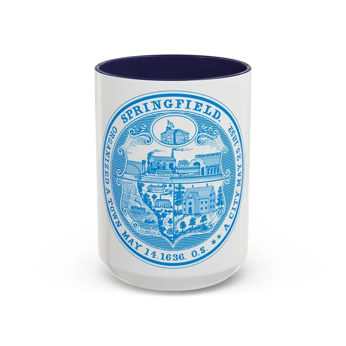 Seal of Springfield Massachusetts - Accent Coffee Mug 15oz Navy - Go Mug Yourself