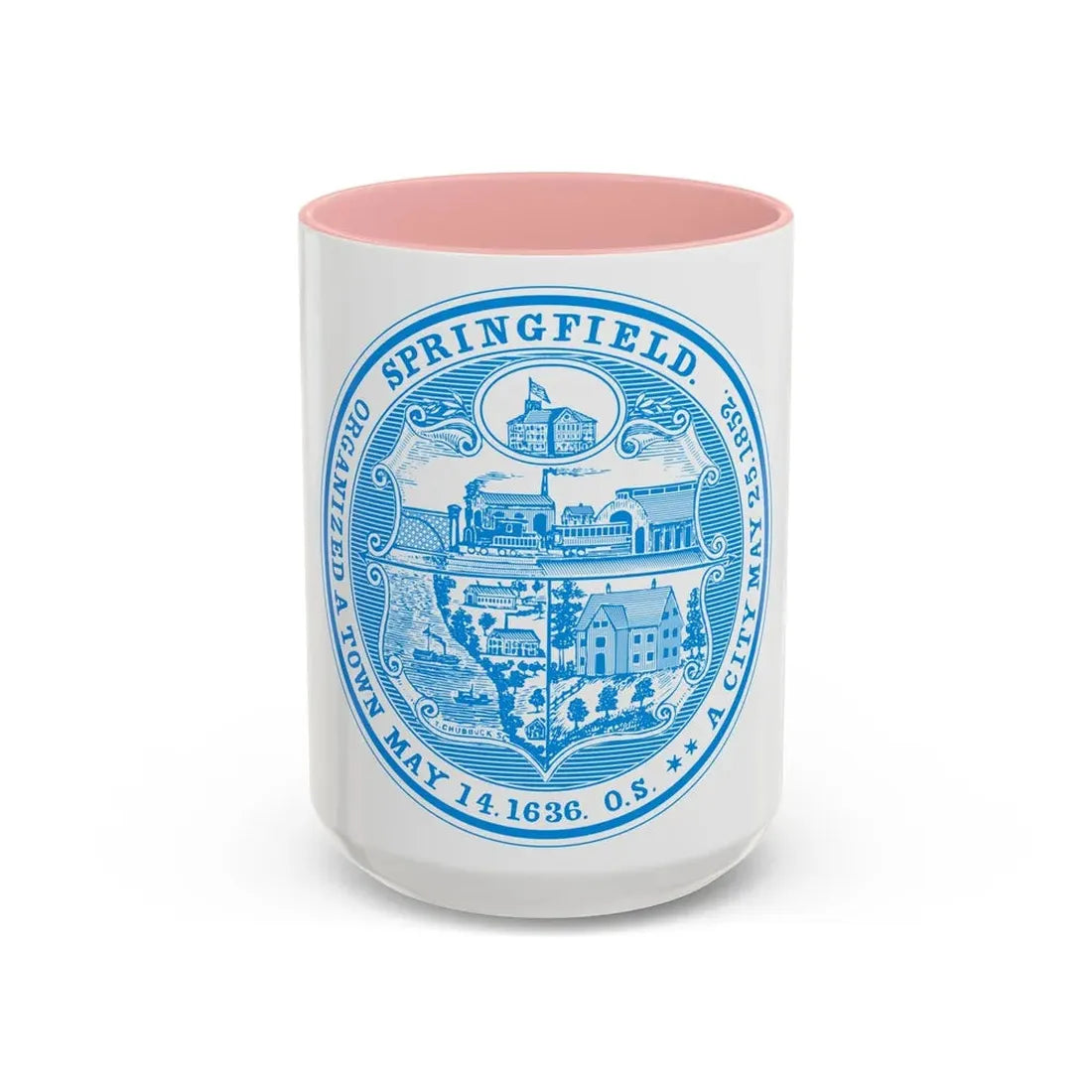 Seal of Springfield Massachusetts - Accent Coffee Mug 15oz Pink - Go Mug Yourself