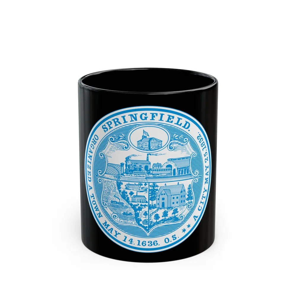 Seal of Springfield Massachusetts - Black Coffee Mug-11oz-Go Mug Yourself