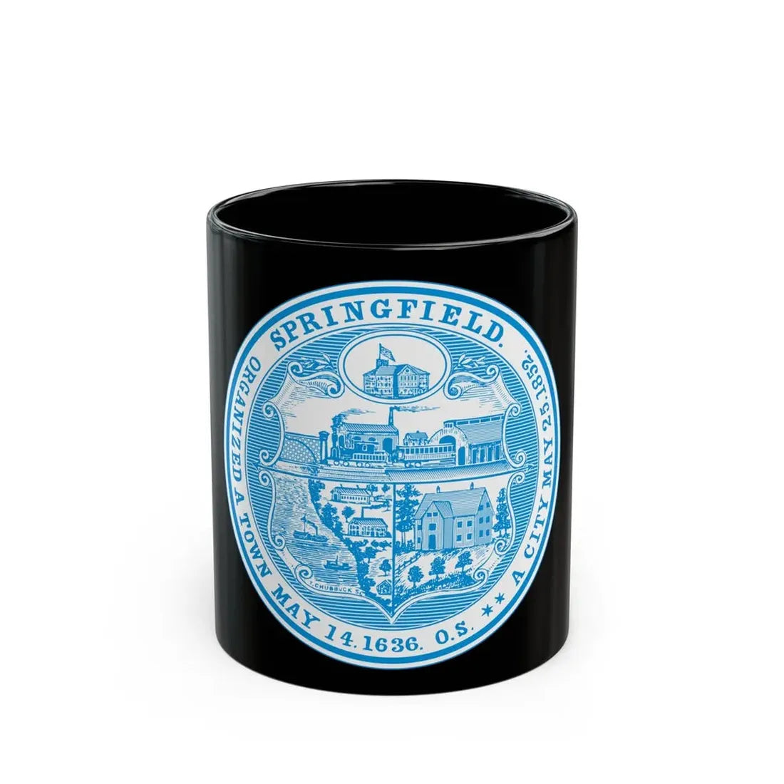 Seal of Springfield Massachusetts - Black Coffee Mug 11oz - Go Mug Yourself