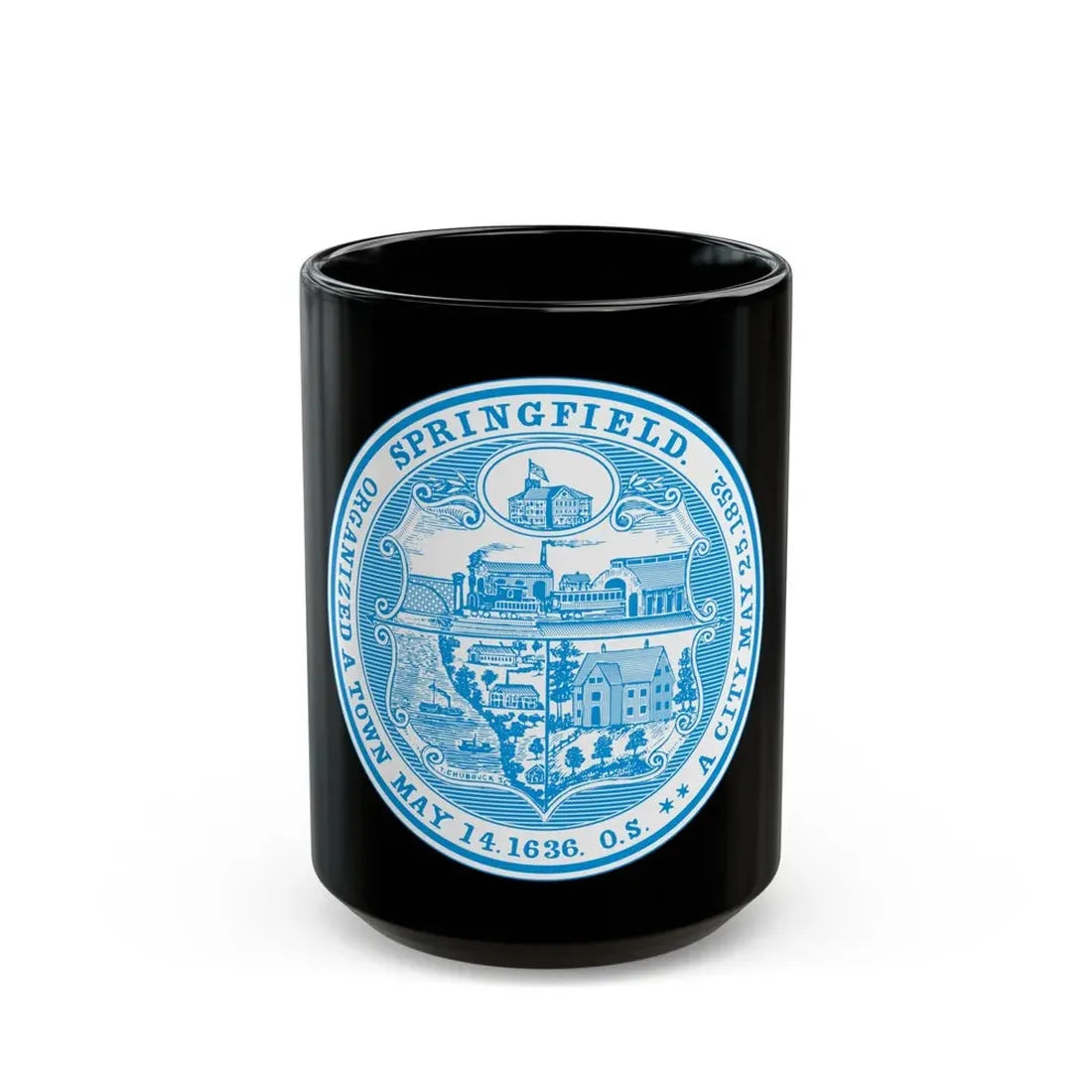 Seal of Springfield Massachusetts - Black Coffee Mug 15oz - Go Mug Yourself