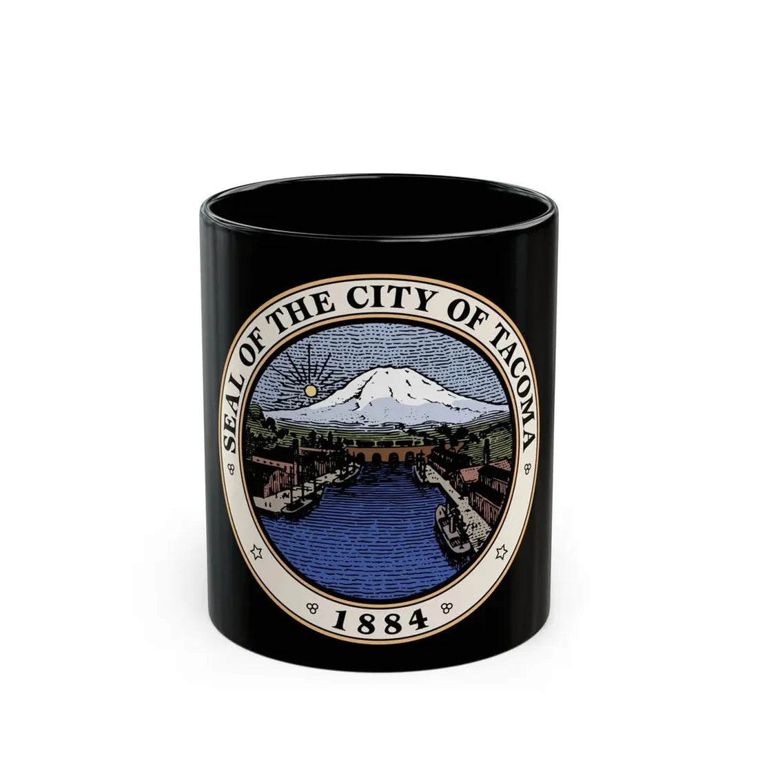 Seal of Tacoma WA - Black Coffee Mug 11oz - Go Mug Yourself