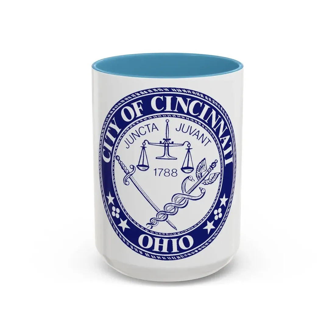 Seal of the City of Cincinnati (Ohio) - Accent Coffee Mug 15oz Light Blue - Go Mug Yourself