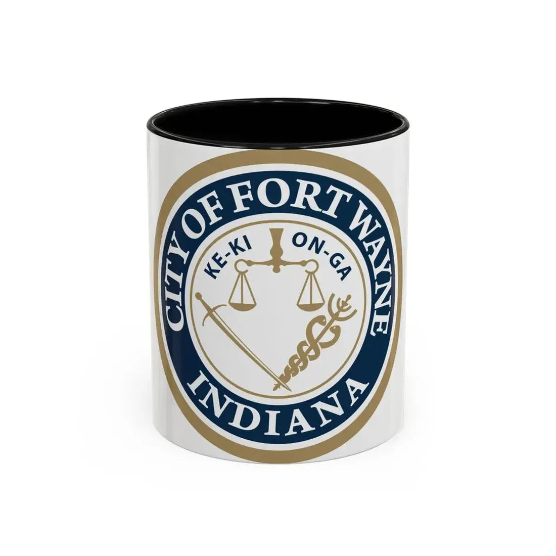 Seal of the City of Fort Wayne Indiana - Accent Coffee Mug 11oz Black - Go Mug Yourself