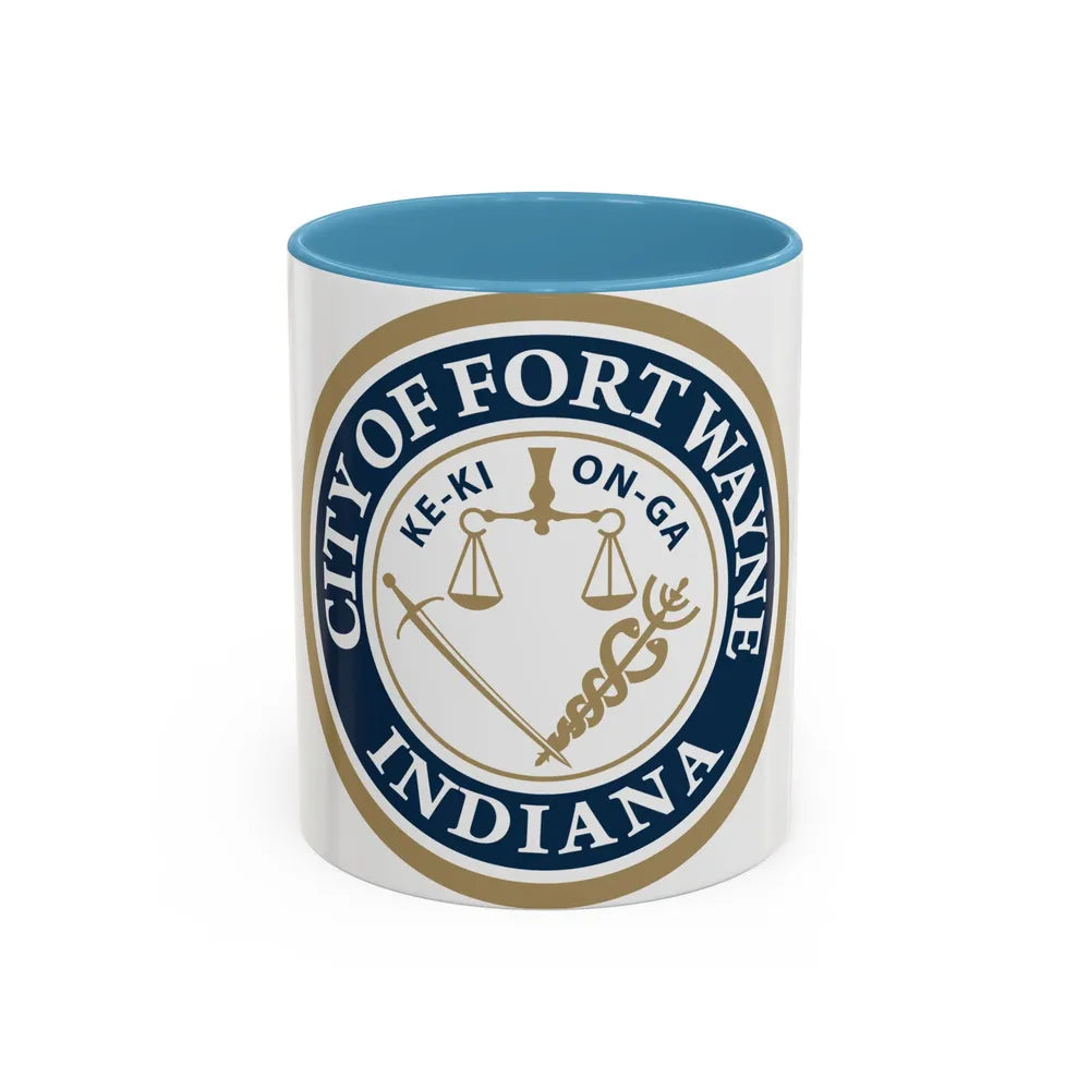 Seal of the City of Fort Wayne Indiana - Accent Coffee Mug 11oz Light Blue - Go Mug Yourself