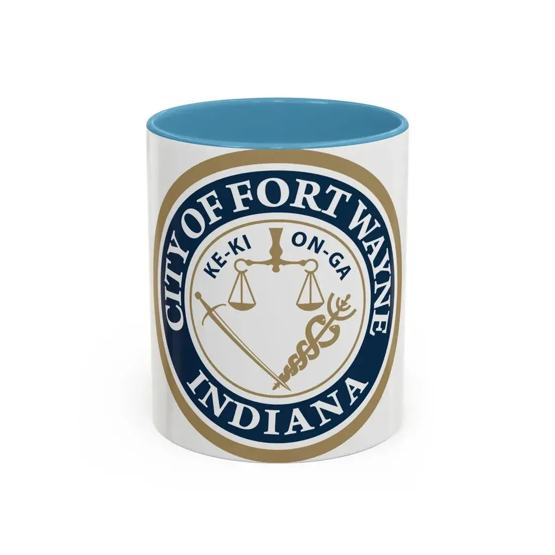 Seal of the City of Fort Wayne Indiana - Accent Coffee Mug 11oz Light Blue - Go Mug Yourself
