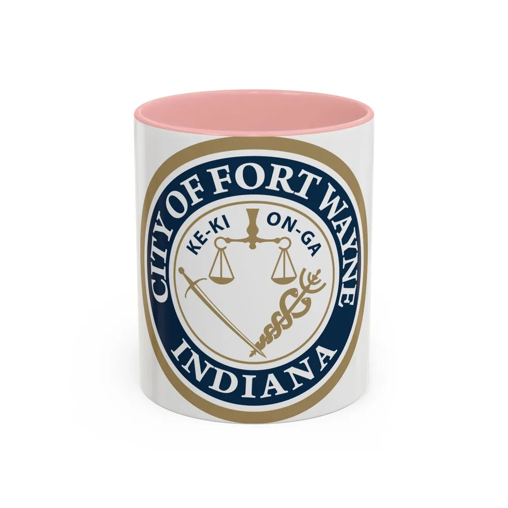 Seal of the City of Fort Wayne Indiana - Accent Coffee Mug 11oz Pink - Go Mug Yourself
