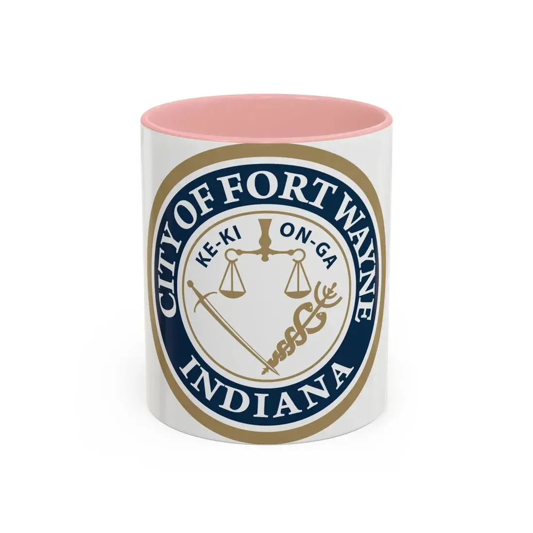 Seal of the City of Fort Wayne Indiana - Accent Coffee Mug 11oz Pink - Go Mug Yourself