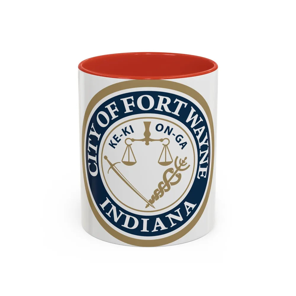 Seal of the City of Fort Wayne Indiana - Accent Coffee Mug 11oz Red - Go Mug Yourself