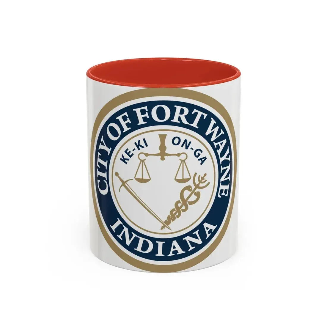 Seal of the City of Fort Wayne Indiana - Accent Coffee Mug 11oz Red - Go Mug Yourself