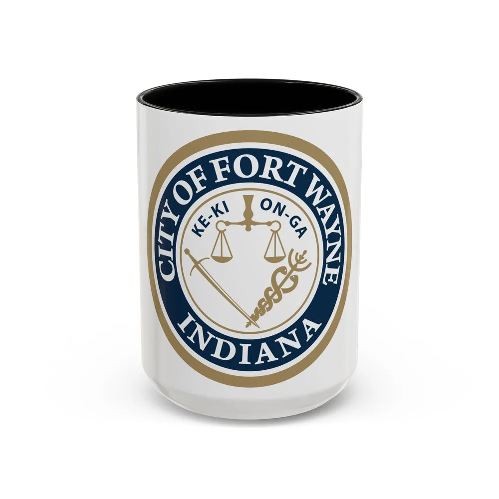Seal of the City of Fort Wayne Indiana - Accent Coffee Mug 15oz Black - Go Mug Yourself