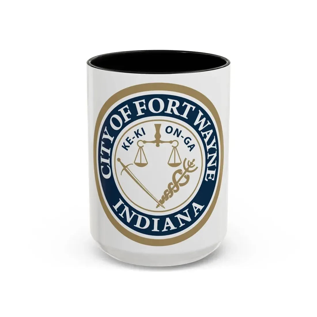 Seal of the City of Fort Wayne Indiana - Accent Coffee Mug 15oz Black - Go Mug Yourself