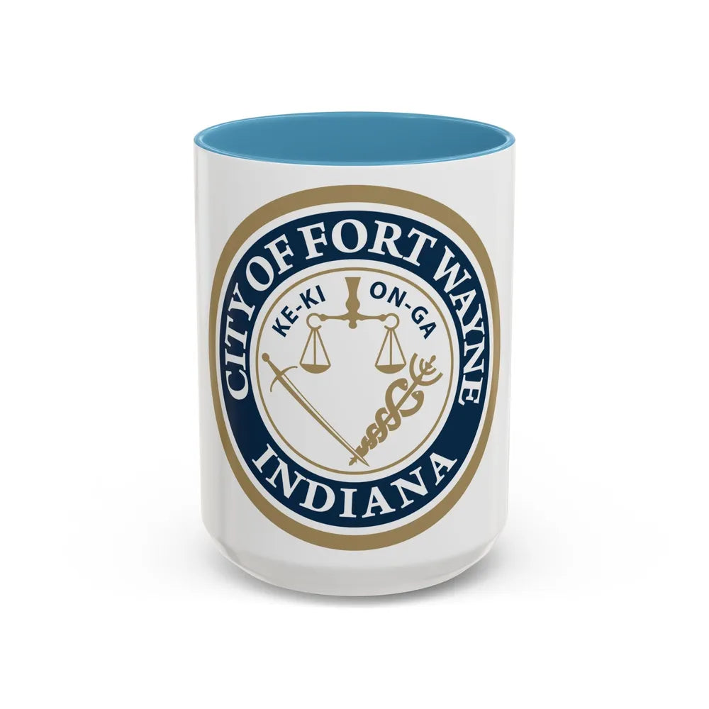 Seal of the City of Fort Wayne Indiana - Accent Coffee Mug 15oz Light Blue - Go Mug Yourself