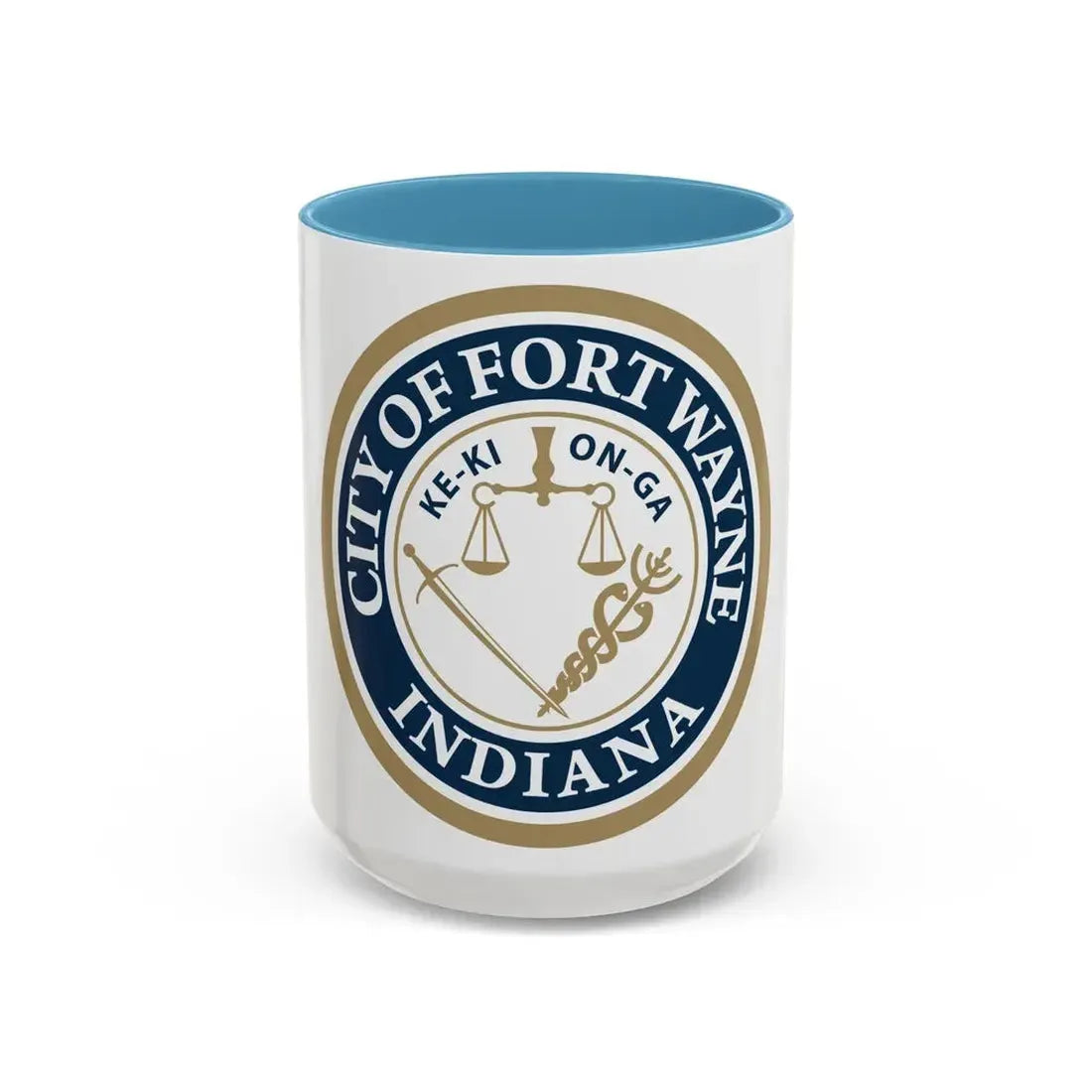 Seal of the City of Fort Wayne Indiana - Accent Coffee Mug 15oz Light Blue - Go Mug Yourself