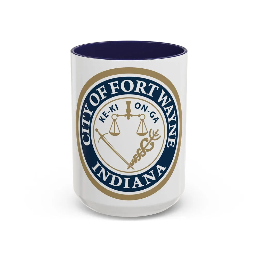 Seal of the City of Fort Wayne Indiana - Accent Coffee Mug 15oz Navy - Go Mug Yourself