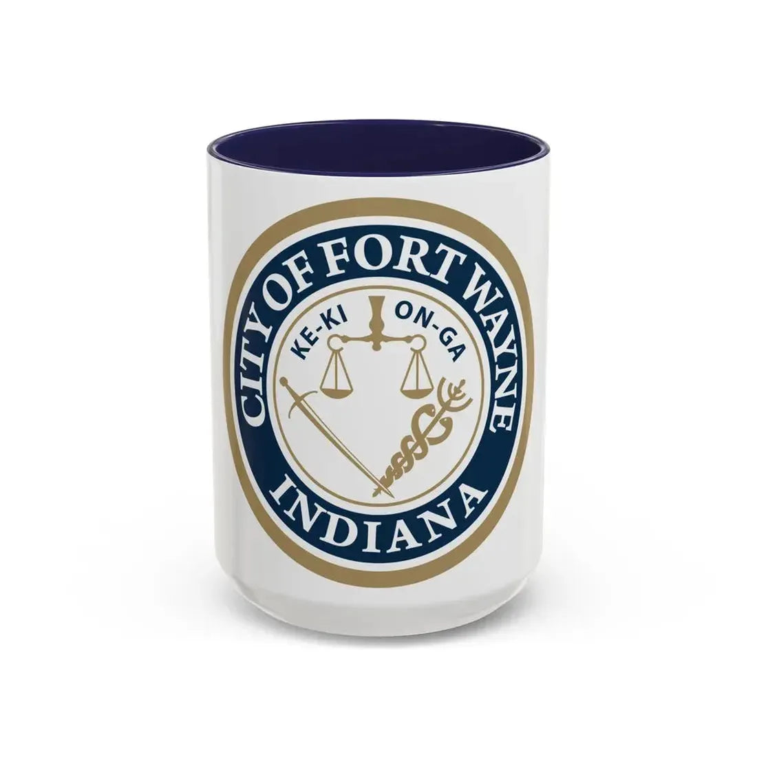 Seal of the City of Fort Wayne Indiana - Accent Coffee Mug 15oz Navy - Go Mug Yourself