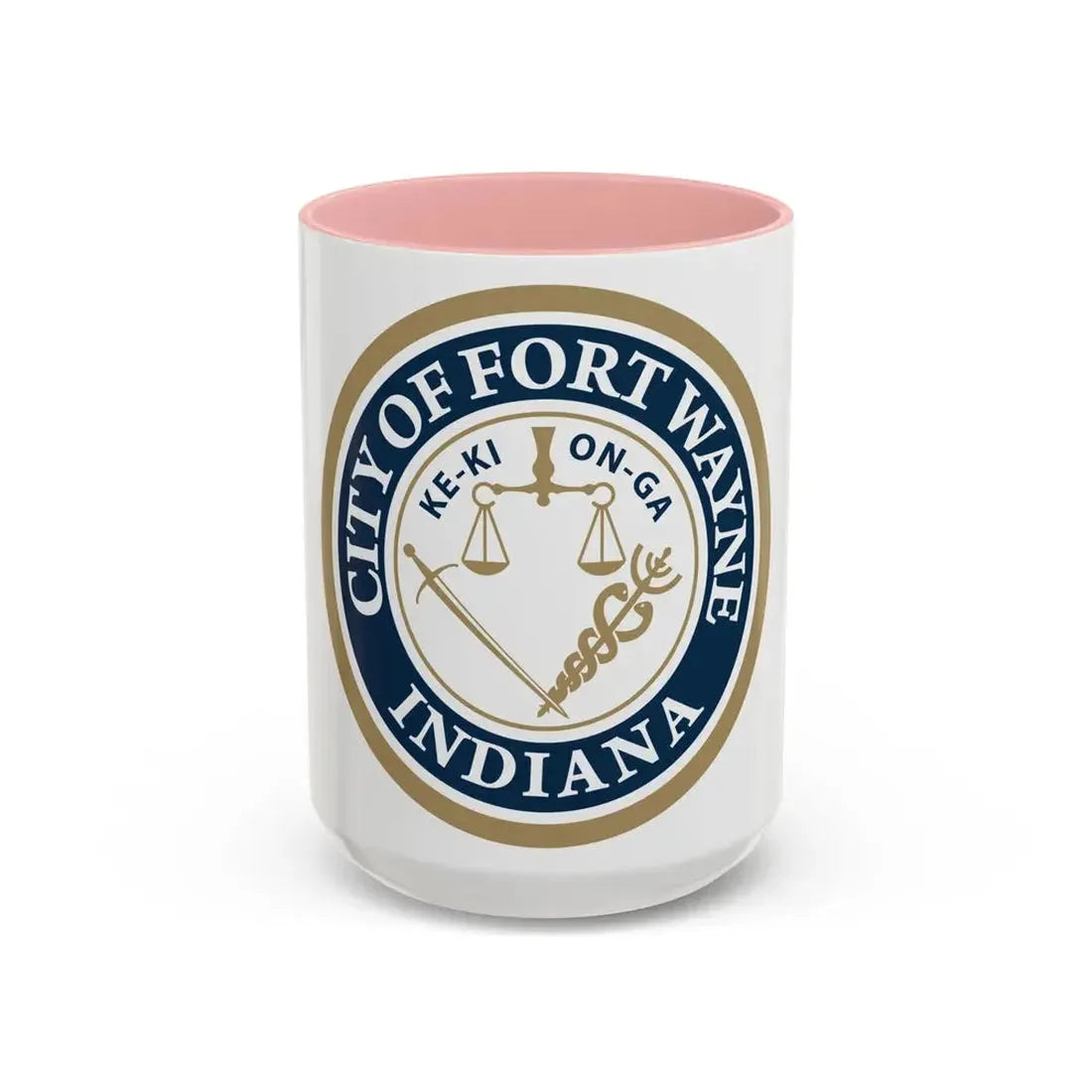 Seal of the City of Fort Wayne Indiana - Accent Coffee Mug 15oz Pink - Go Mug Yourself