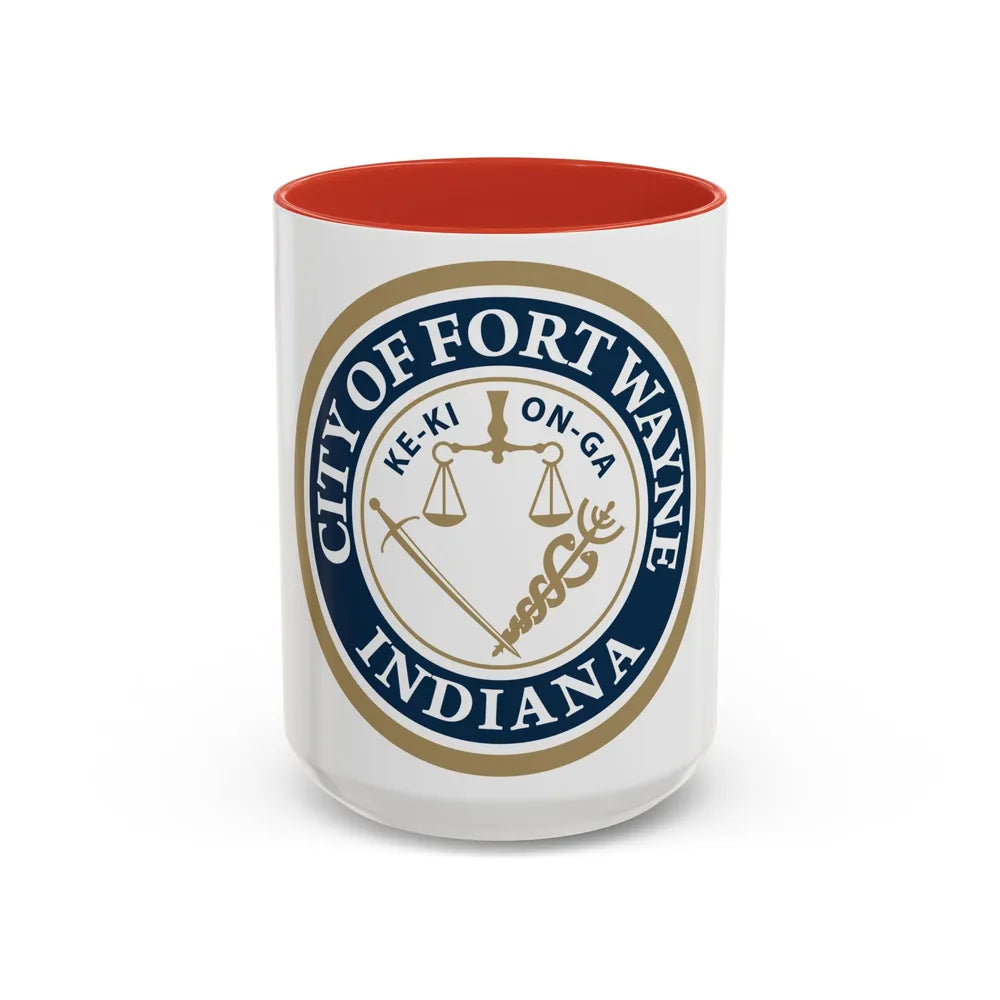 Seal of the City of Fort Wayne Indiana - Accent Coffee Mug 15oz Red - Go Mug Yourself