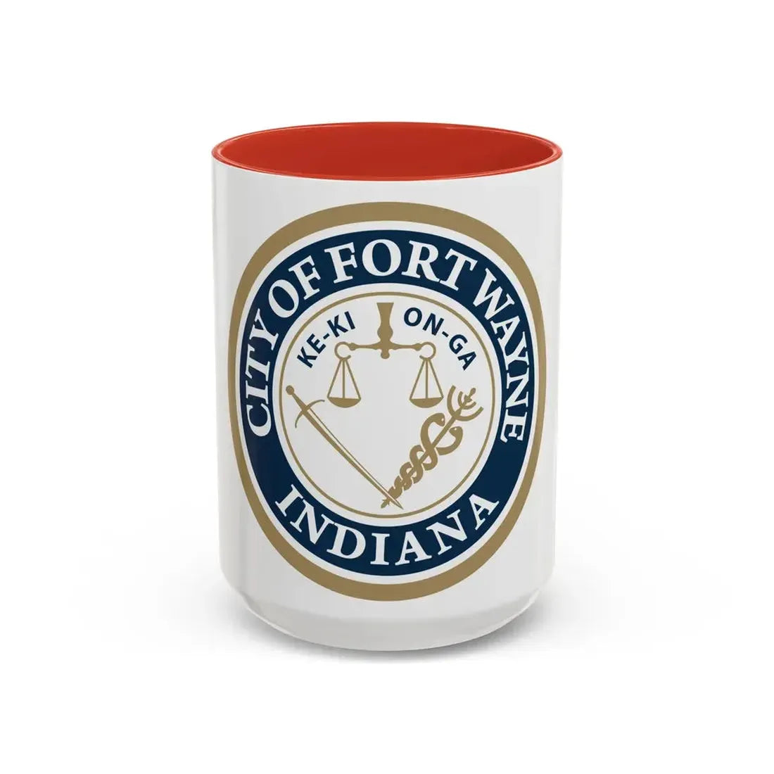 Seal of the City of Fort Wayne Indiana - Accent Coffee Mug 15oz Red - Go Mug Yourself