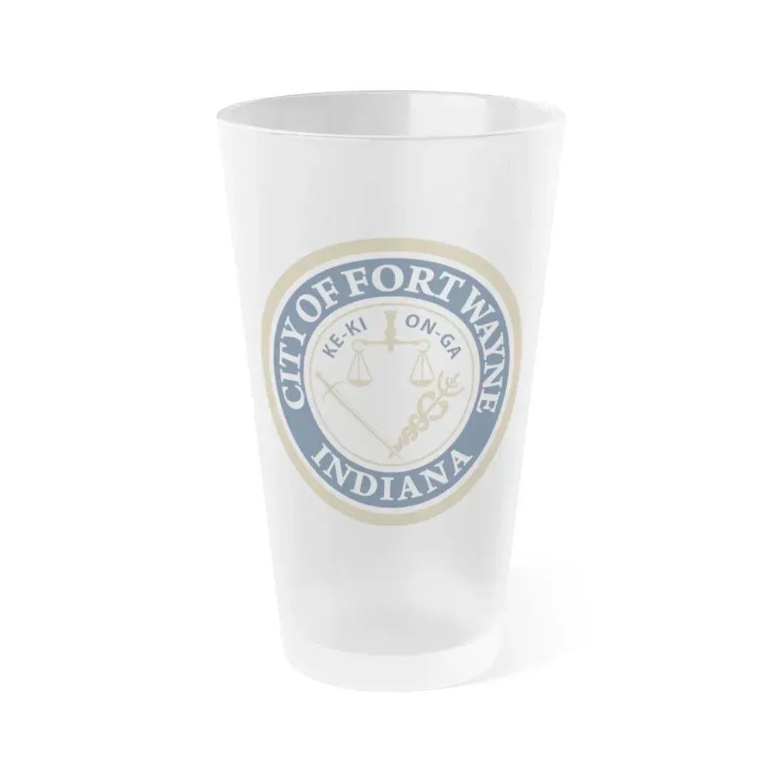 Seal of the City of Fort Wayne Indiana - Frosted Pint Glass 16oz 16oz Frosted - Go Mug Yourself