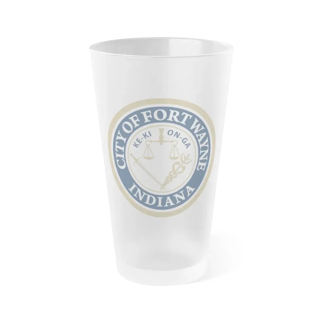 Seal of the City of Fort Wayne Indiana - Frosted Pint Glass 16oz 16oz Frosted - Go Mug Yourself