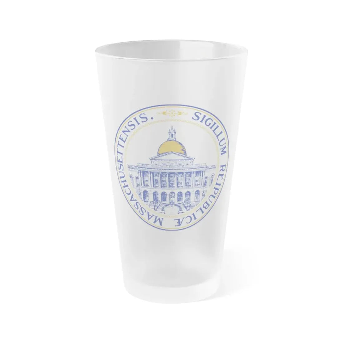 Seal of the General Court of Massachusetts v2 - Frosted Pint Glass 16oz 16oz Frosted - Go Mug Yourself