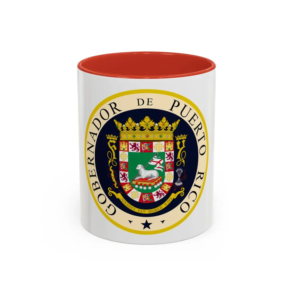 Seal of the Governor of Puerto Rico - Accent Coffee Mug 11oz Red - Go Mug Yourself