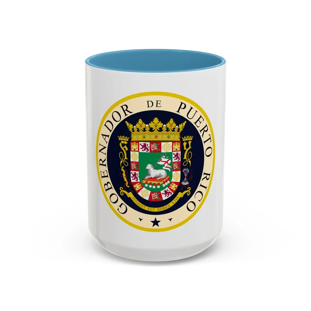 Seal of the Governor of Puerto Rico - Accent Coffee Mug 15oz Light Blue - Go Mug Yourself