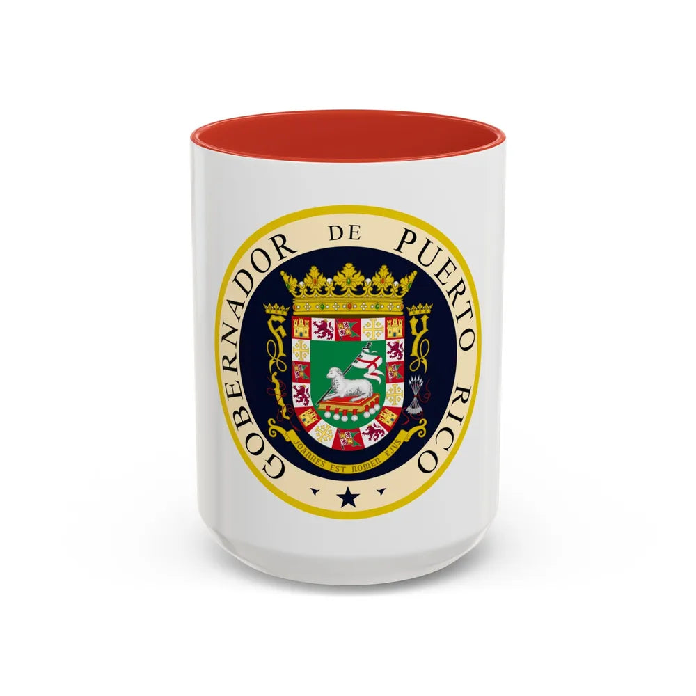 Seal of the Governor of Puerto Rico - Accent Coffee Mug 15oz Red - Go Mug Yourself