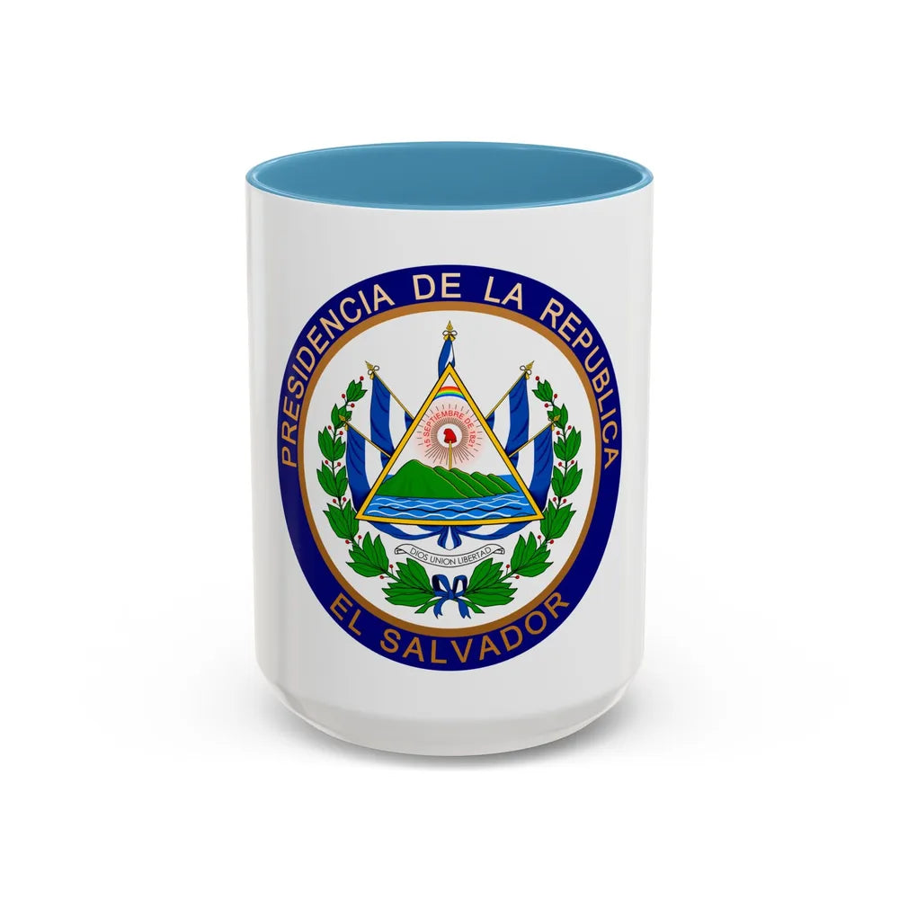 Seal of the President of El Salvador - Accent Coffee Mug 15oz Light Blue - Go Mug Yourself
