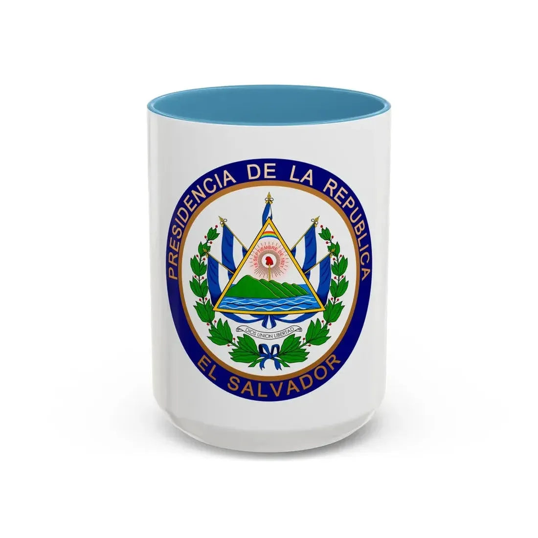 Seal of the President of El Salvador - Accent Coffee Mug 15oz Light Blue - Go Mug Yourself