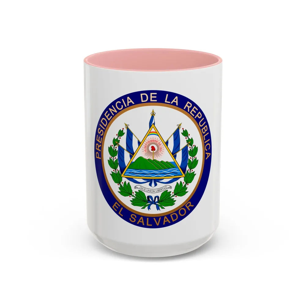 Seal of the President of El Salvador - Accent Coffee Mug 15oz Pink - Go Mug Yourself