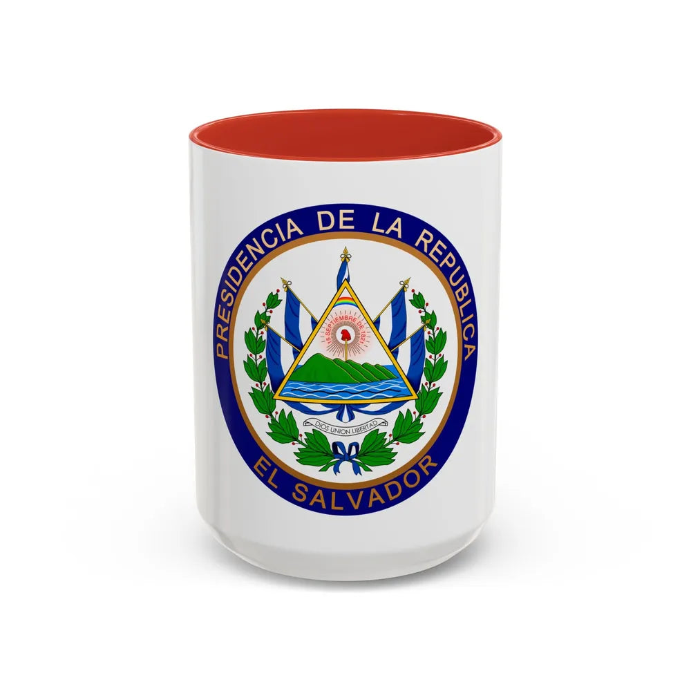Seal of the President of El Salvador - Accent Coffee Mug 15oz Red - Go Mug Yourself