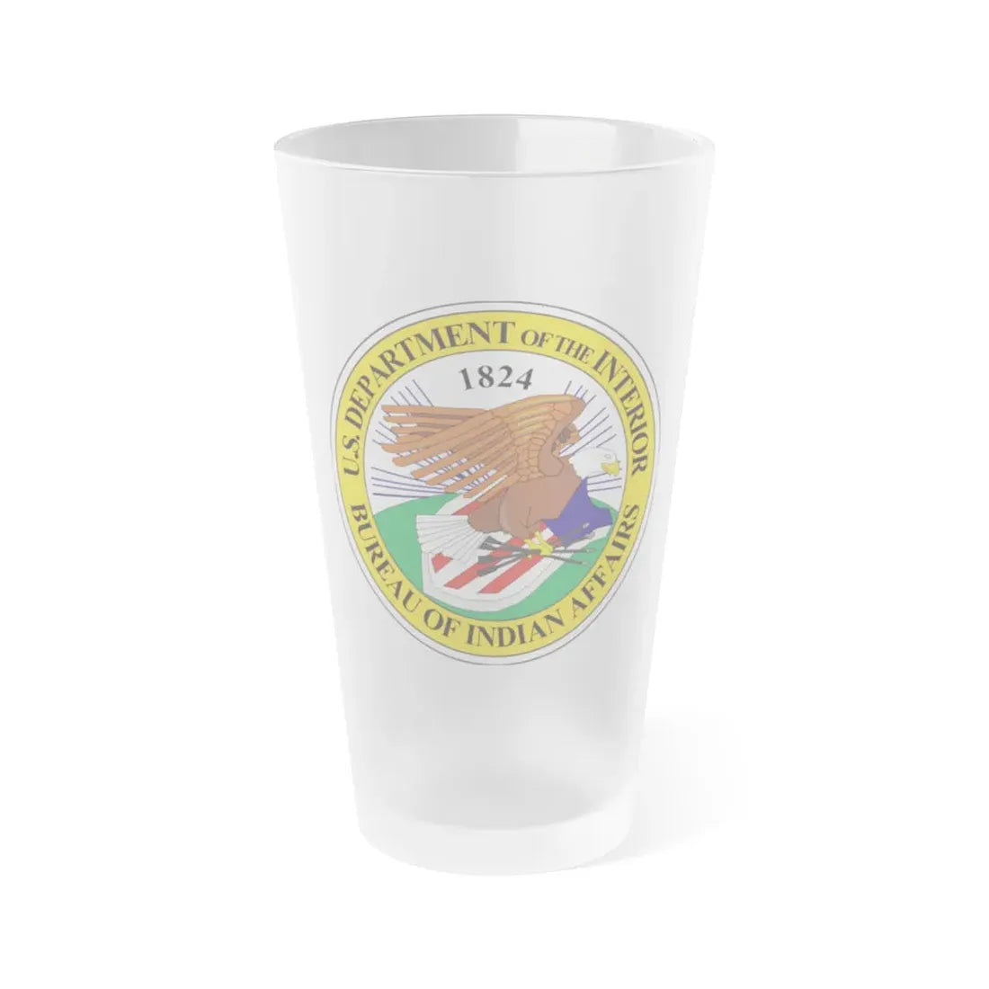 Seal of the United States Bureau of Indian Affairs - Frosted Pint Glass 16oz 16oz Frosted - Go Mug Yourself