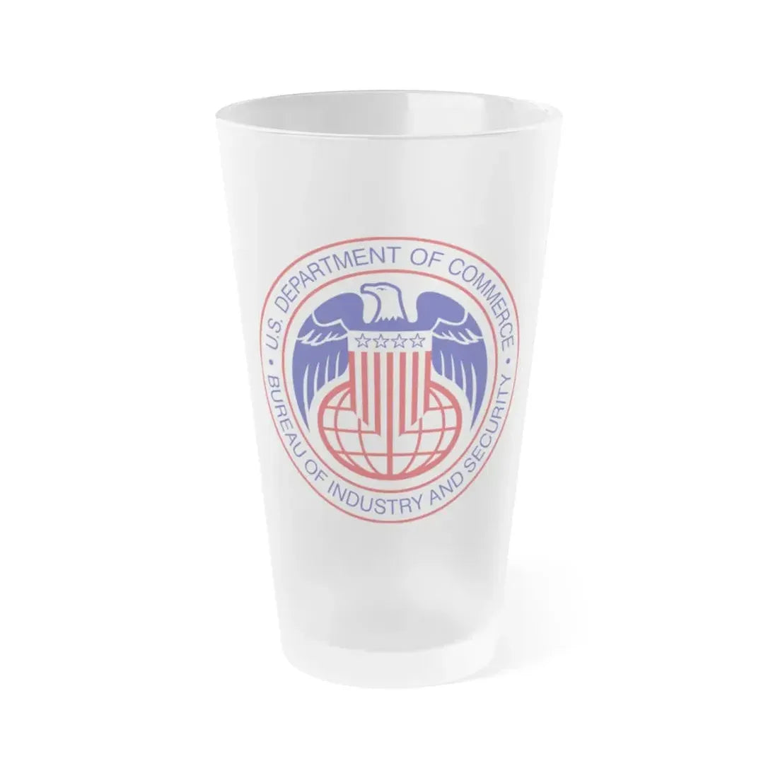 Seal of the United States Bureau of Industry and Security a part of the Department of Commerce - Frosted Pint Glass 16oz 16oz Frosted - Go Mug Yourself