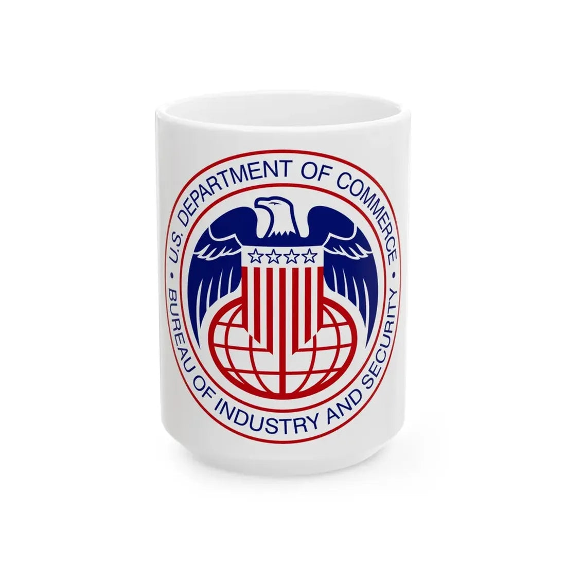 Seal of the United States Bureau of Industry and Security a part of the Department of Commerce - White Coffee Mug 15oz - Go Mug Yourself
