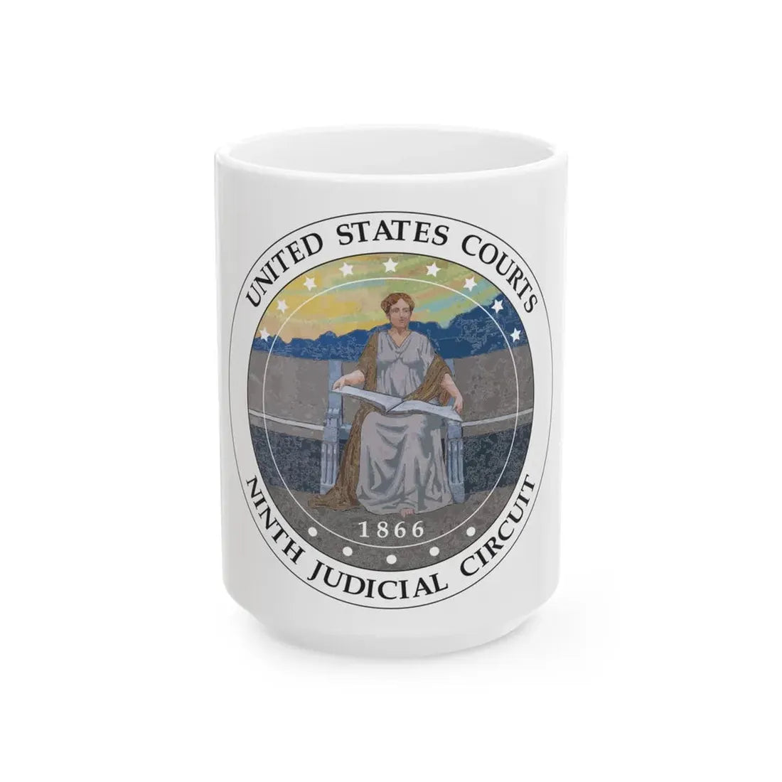 Seal of the United States Courts Ninth Judicial Circuit - White Coffee Mug 15oz - Go Mug Yourself