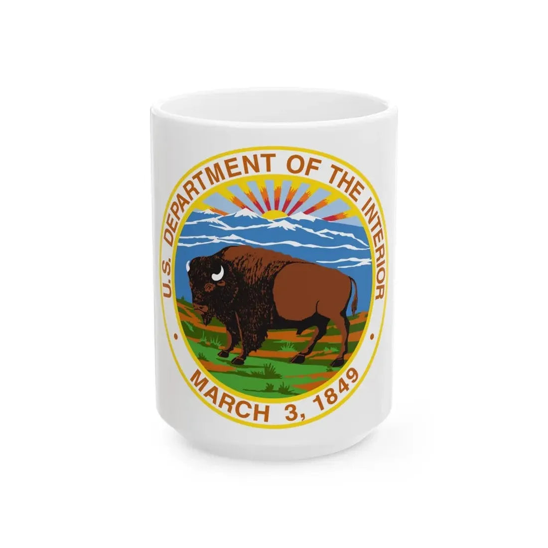Seal of the United States Department of the Interior - White Coffee Mug 15oz - Go Mug Yourself