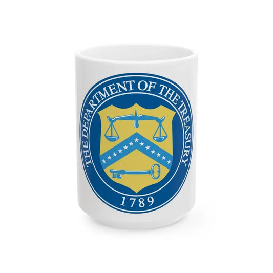 Seal of the United States Department of the Treasury - White Coffee Mug 15oz - Go Mug Yourself