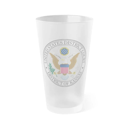 Seal of the United States District Court for the the District of Kansas - Frosted Pint Glass 16oz 16oz Frosted - Go Mug Yourself
