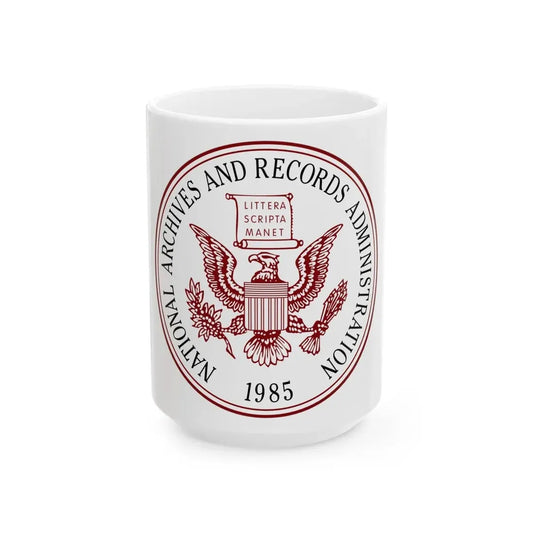 Seal of the United States National Archives and Records Administration - White Coffee Mug 15oz - Go Mug Yourself