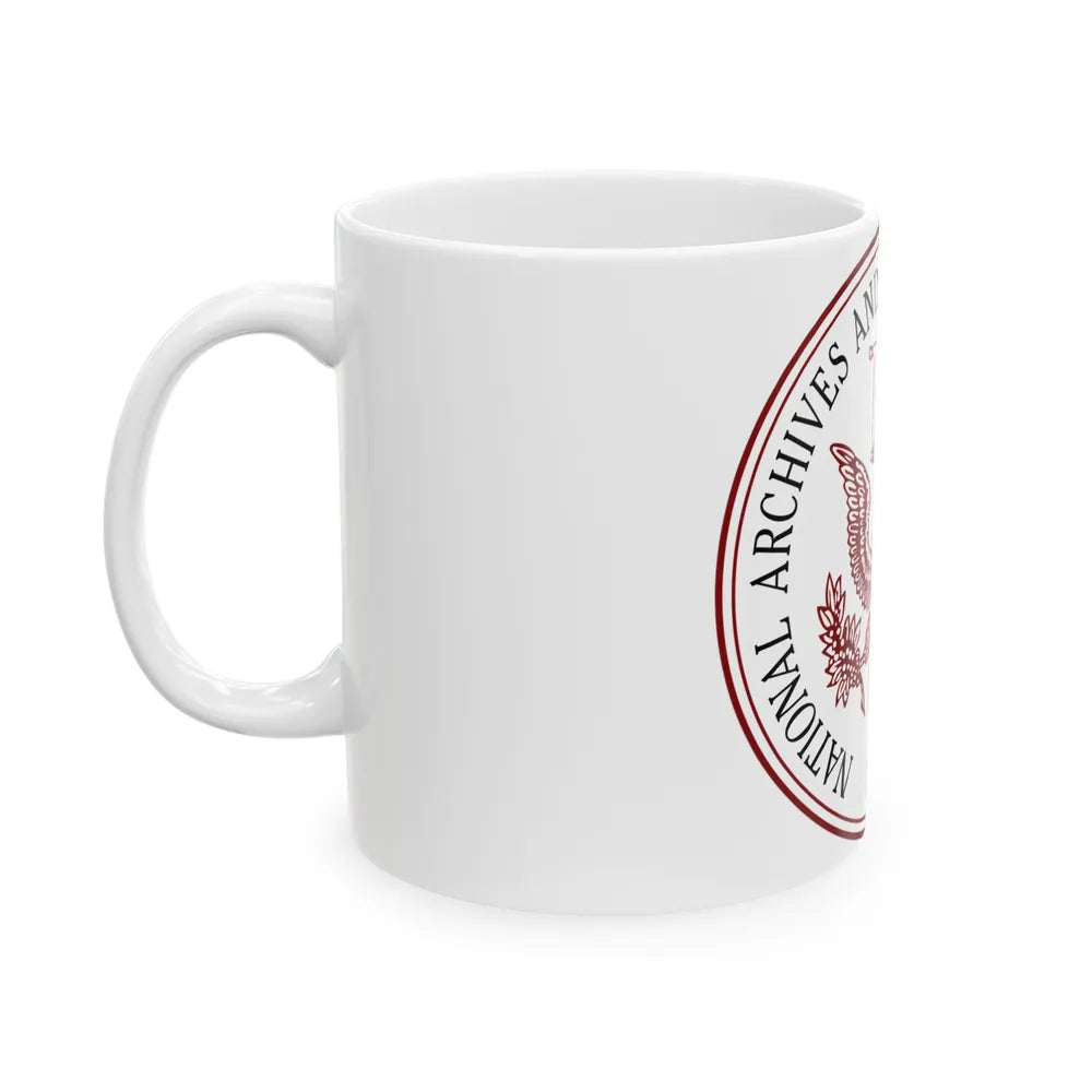 Seal of the United States National Archives and Records Administration - White Coffee Mug-Go Mug Yourself