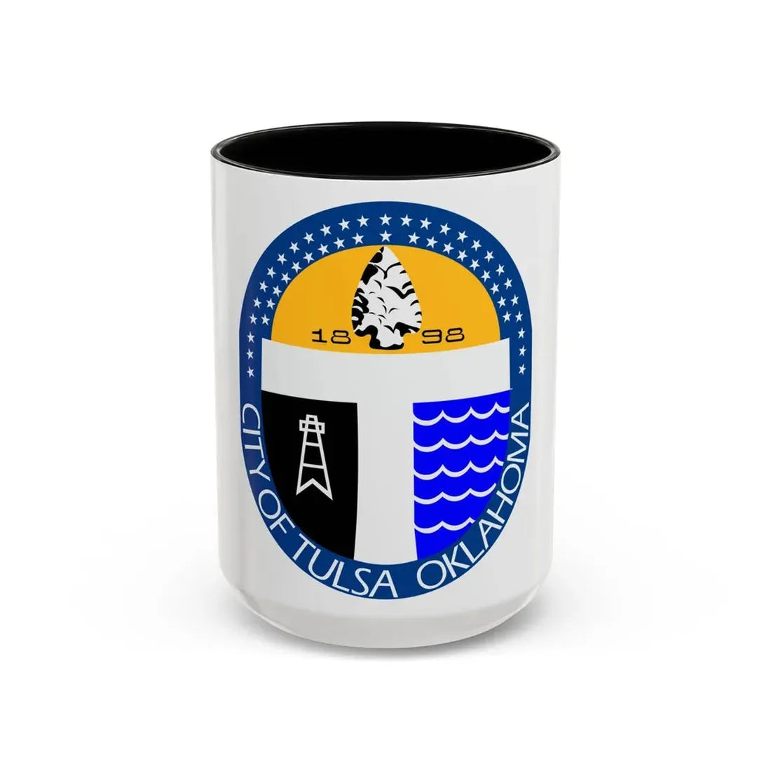Seal of Tulsa Oklahoma - Accent Coffee Mug 15oz Black - Go Mug Yourself