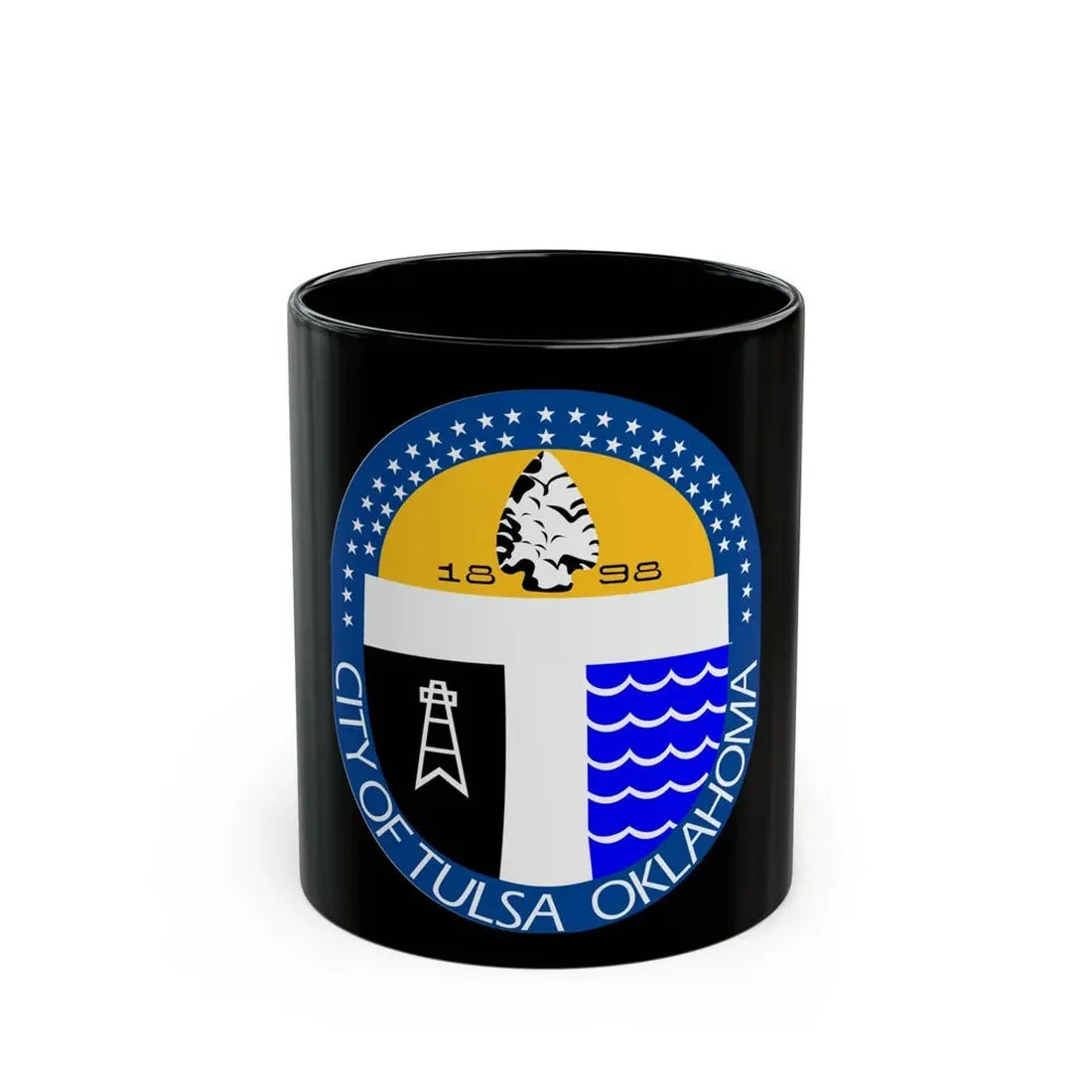 Seal of Tulsa Oklahoma - Black Coffee Mug 11oz - Go Mug Yourself