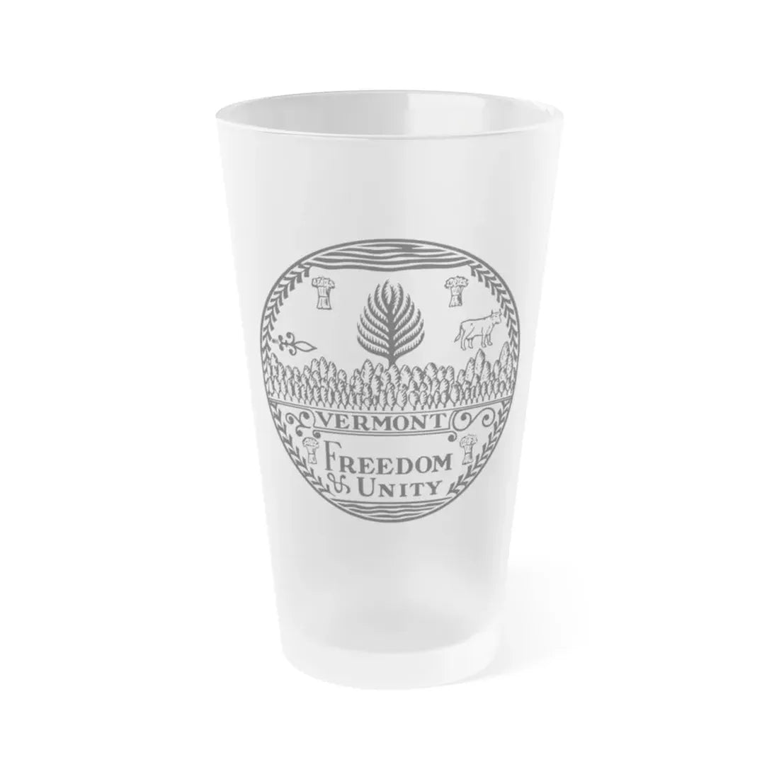 Seal of Vermont BW - Frosted Pint Glass 16oz 16oz Frosted - Go Mug Yourself