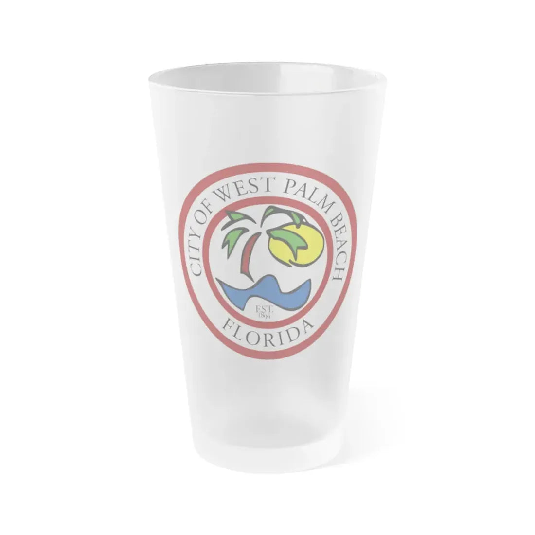 Seal of West Palm Beach Florida - Frosted Pint Glass 16oz 16oz Frosted - Go Mug Yourself