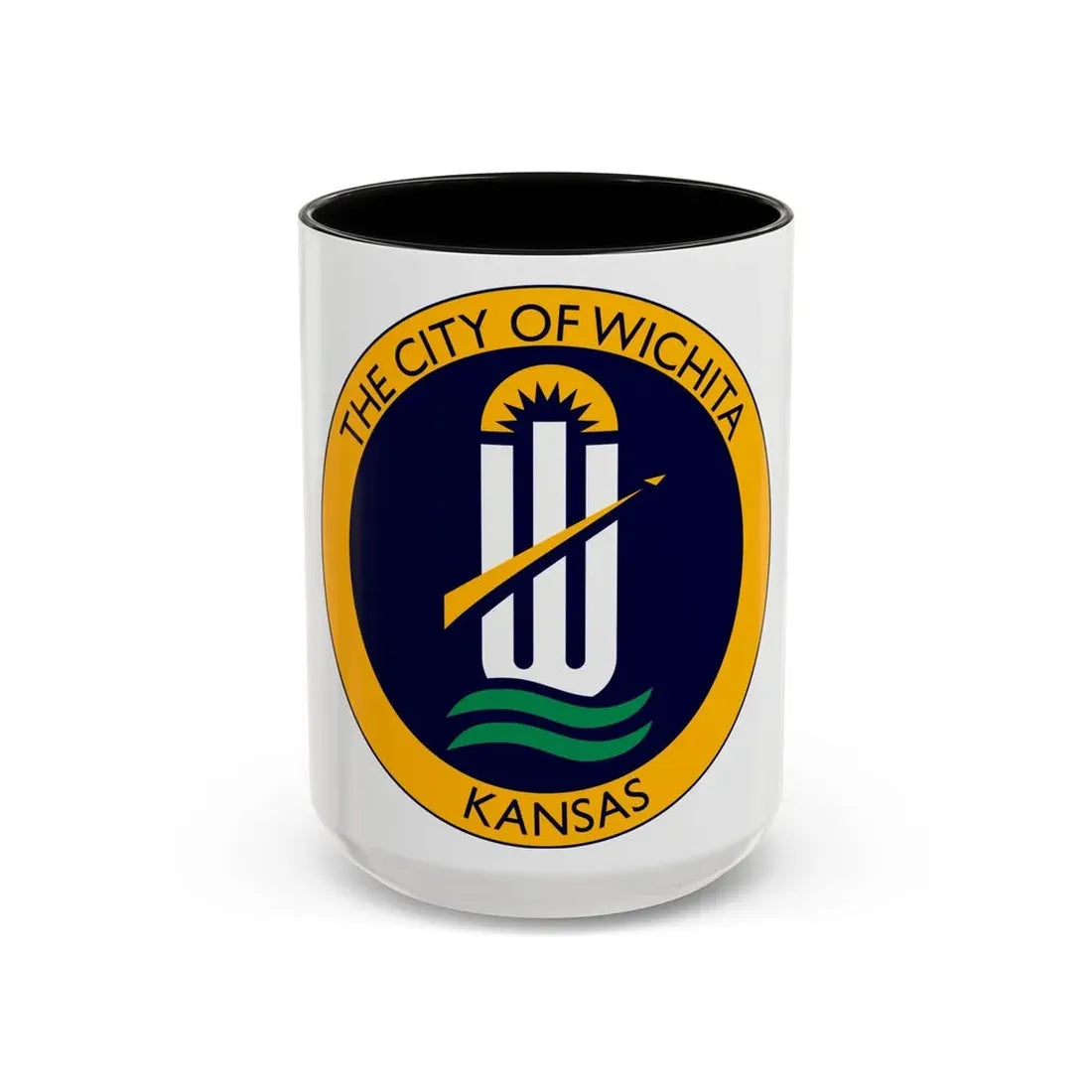 Seal of Wichita Kansas - Accent Coffee Mug 15oz Black - Go Mug Yourself