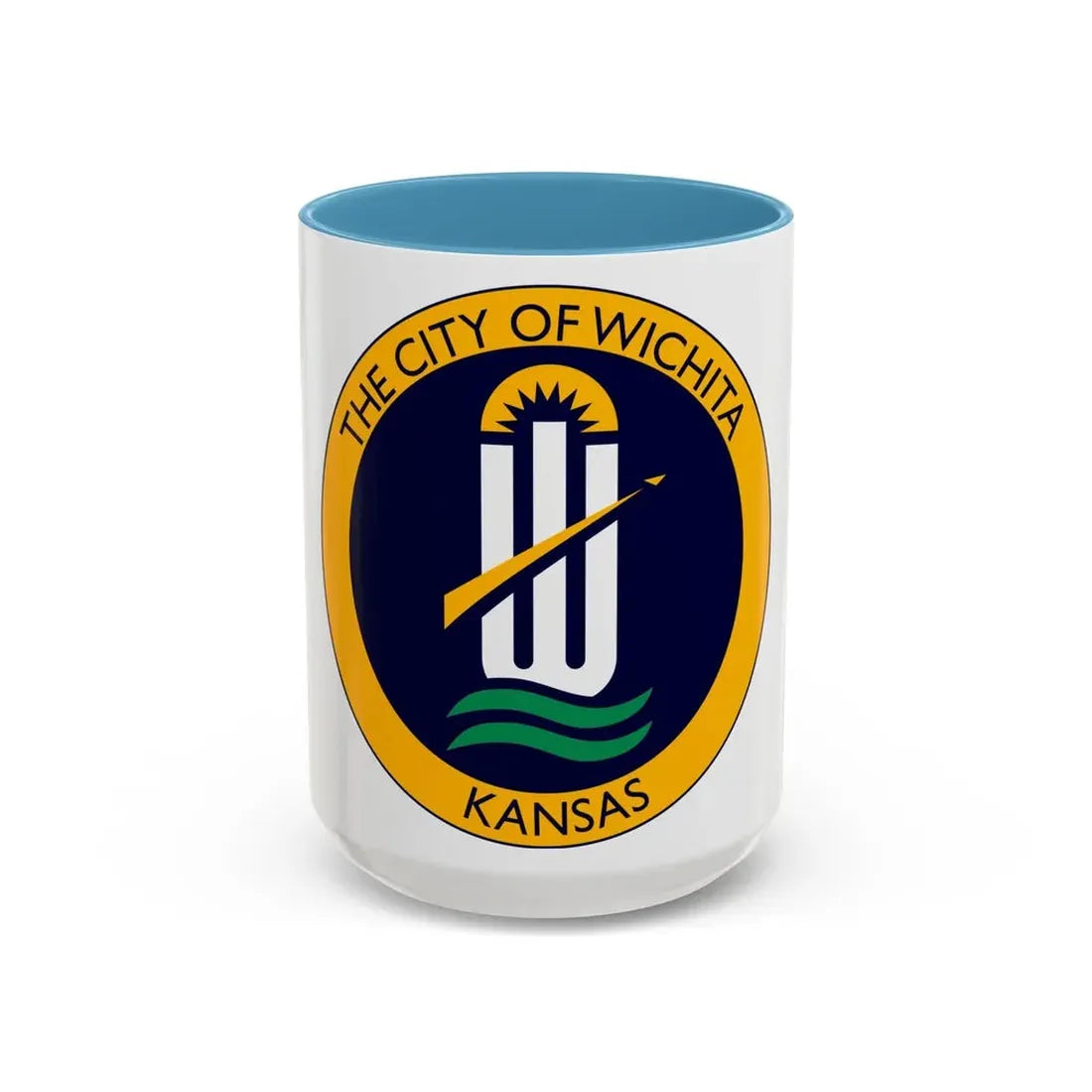 Seal of Wichita Kansas - Accent Coffee Mug 15oz Light Blue - Go Mug Yourself