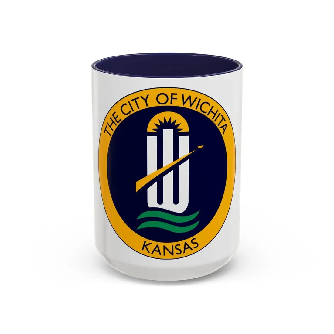 Seal of Wichita Kansas - Accent Coffee Mug 15oz Navy - Go Mug Yourself