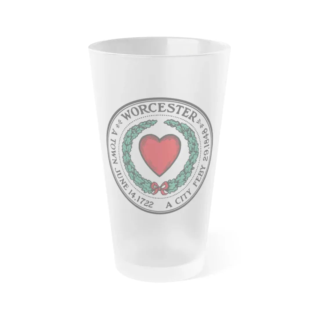 Seal of Worcester Massachusetts - Frosted Pint Glass 16oz 16oz Frosted - Go Mug Yourself